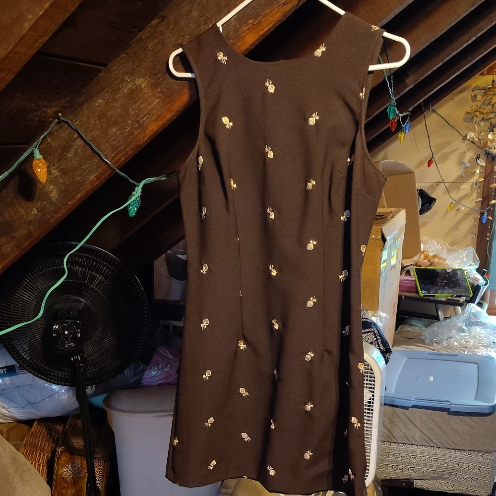 XOXO Brown Mini Dress with Floral Accents